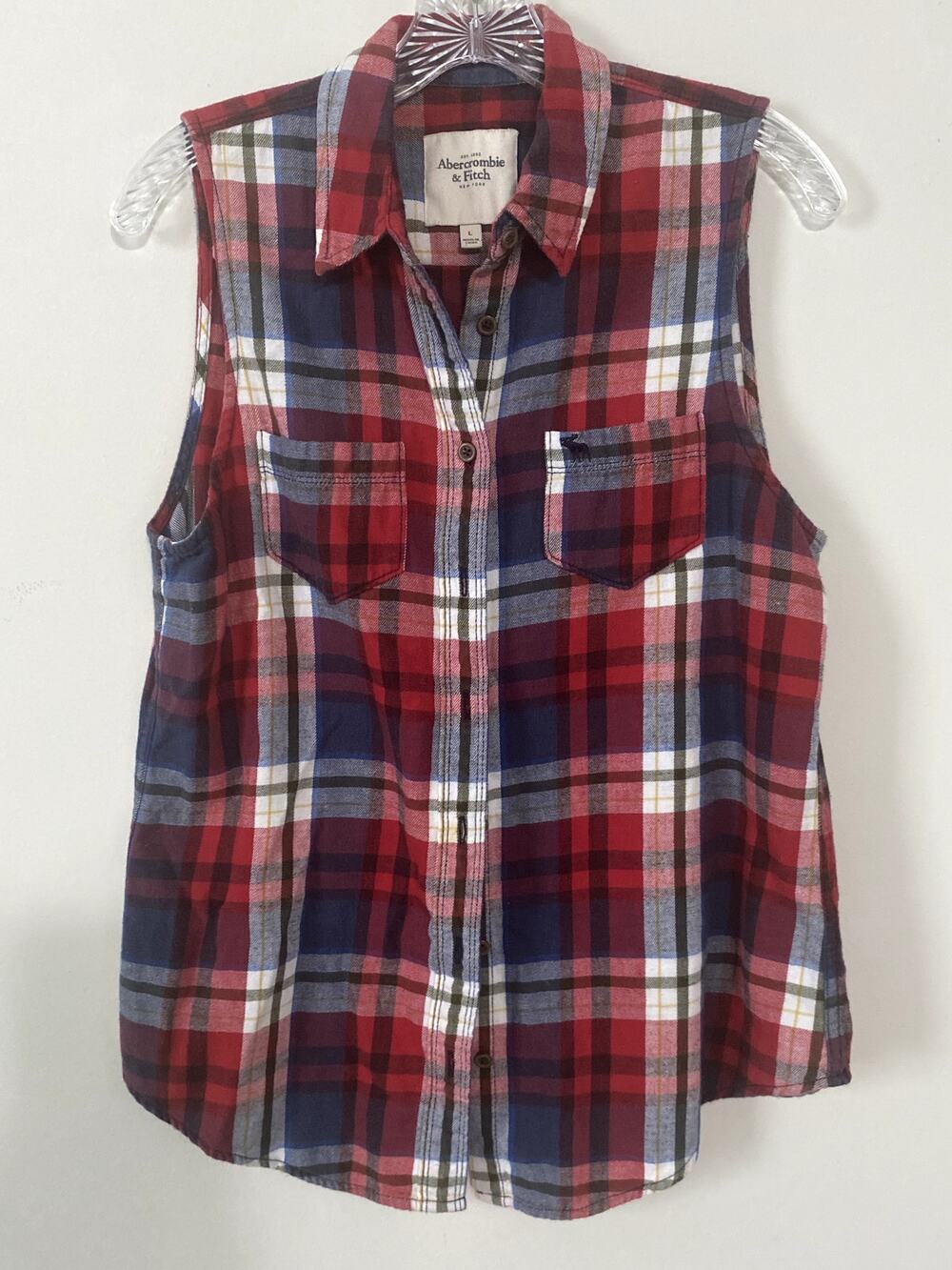 Ladies Abercrombie & Fitch Sleeveless Plaid Shirt